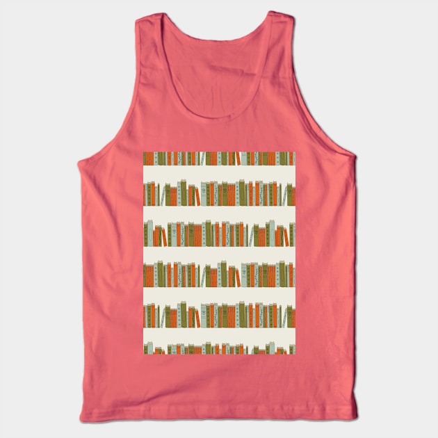 Pattern with vintage books on bookshelves Tank Top by DanielK